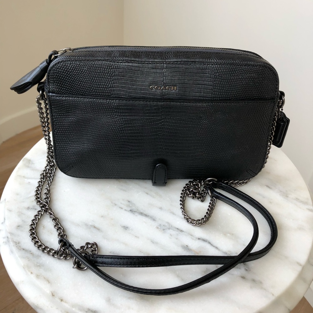 Coach poppy flight bag In embossed phython Leather